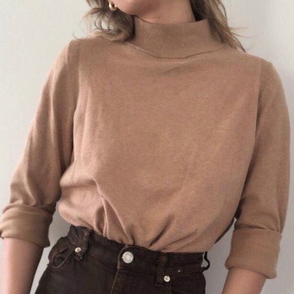 Camel coloured mock neck sweater - Picture 1 of 3